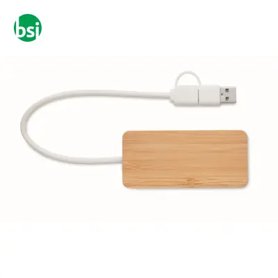 Hub USB a 3 porte in bamboo - HUBBAM - Immagine 3