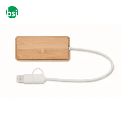 Hub USB a 3 porte in bamboo - HUBBAM - Immagine 4