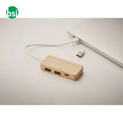 Hub USB a 3 porte in bamboo - HUBBAM - Immagine 6