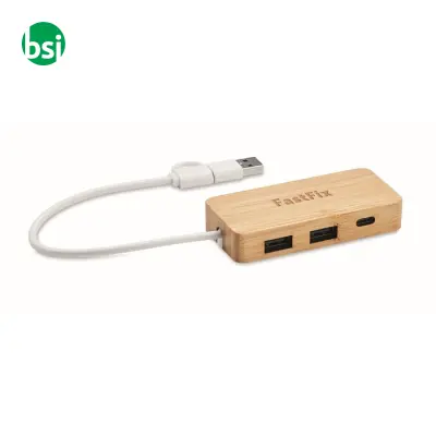 Hub USB a 3 porte in bamboo - HUBBAM - Immagine 2