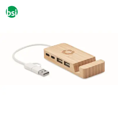 Hub USB a 4 porte in bamboo - HUBSTAND - Immagine 2