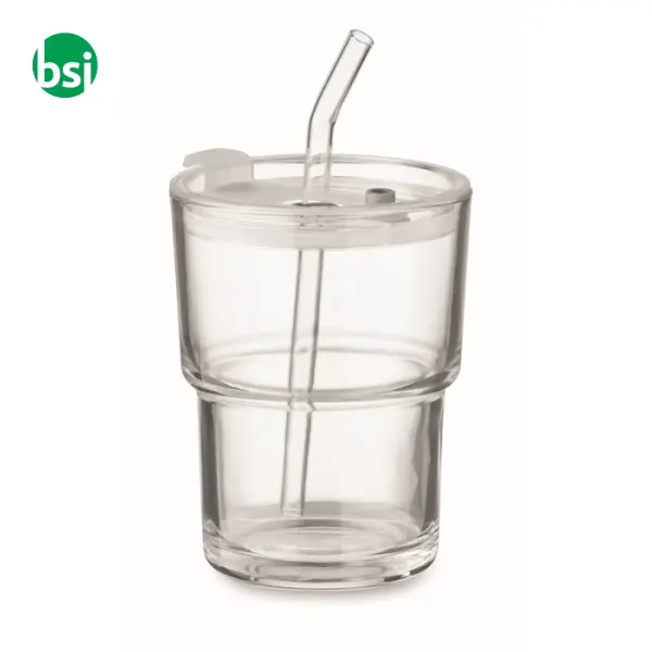 Bicchiere in vetro con cannuccia - SIP -  1
