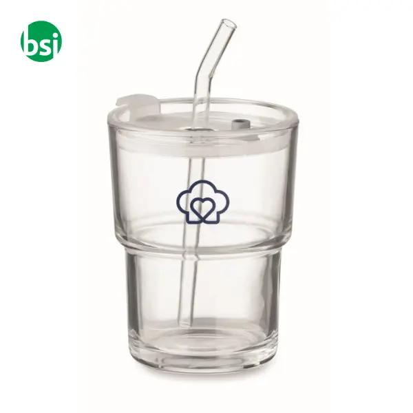 Bicchiere in vetro con cannuccia - SIP -  2