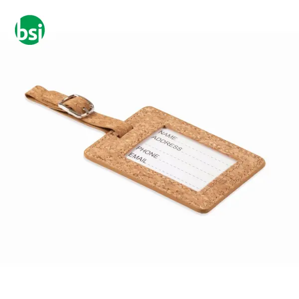 Etichetta per bagagli in sughero. - -  1