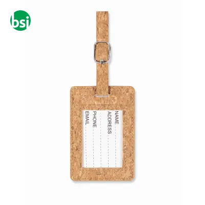 Etichetta per bagagli in sughero. - - Immagine 2