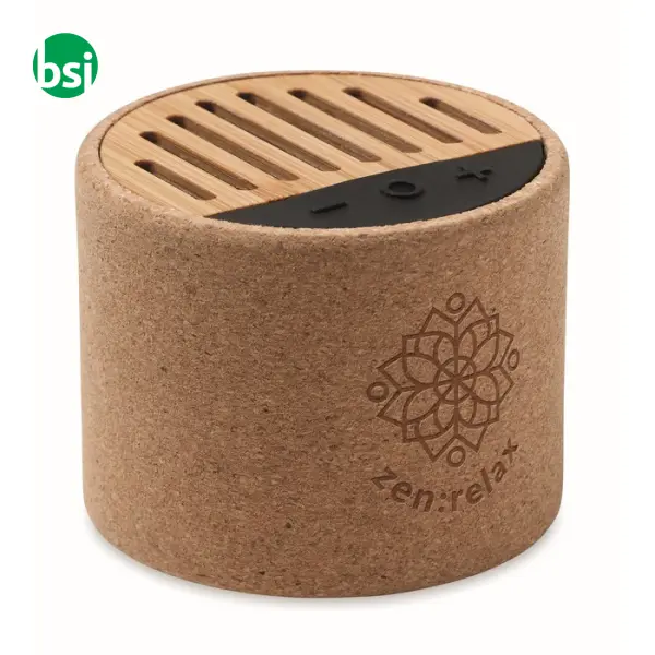 Speaker wireless in sughero - 3W - ROUND + -  2