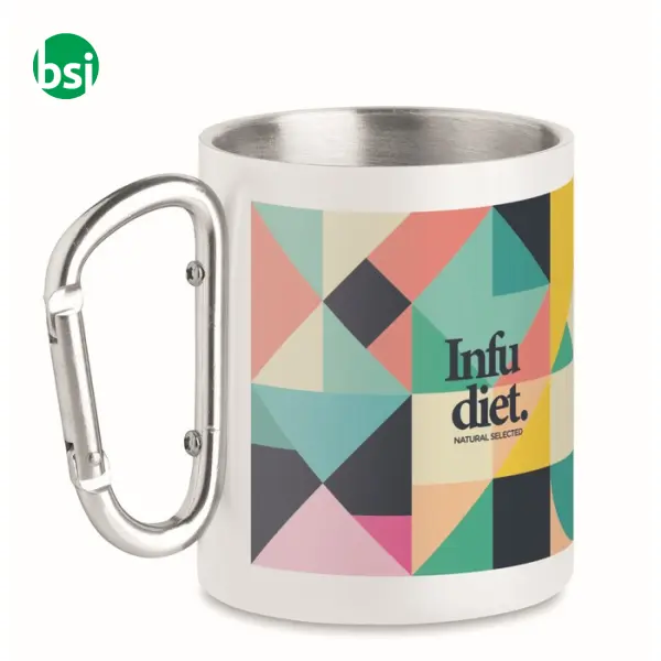 Tazza in metallo c/moschettone - 300 ml - AROM -  2