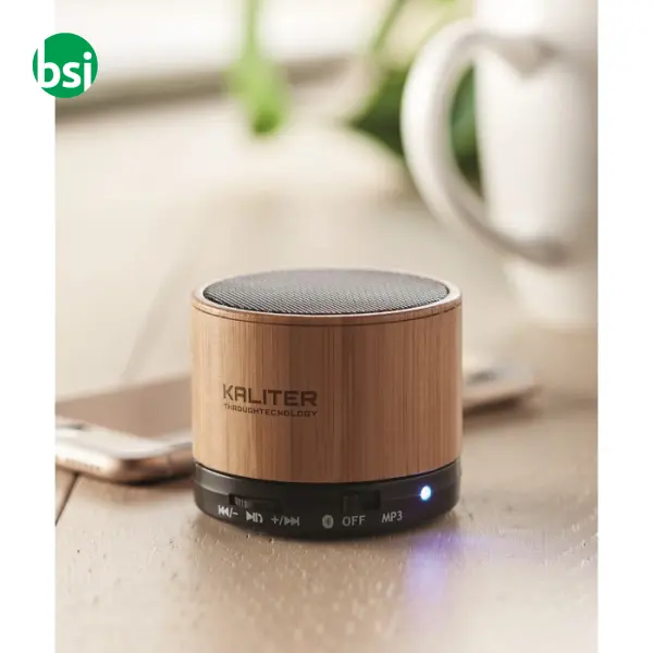 Speaker bluetooth in bamboo - 3W - ROUND BAMBOO -  4