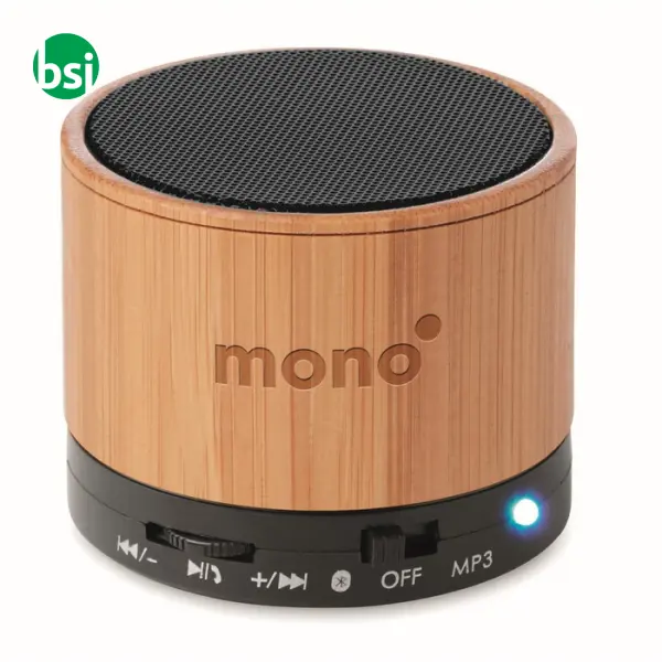 Speaker bluetooth in bamboo - 3W - ROUND BAMBOO -  8