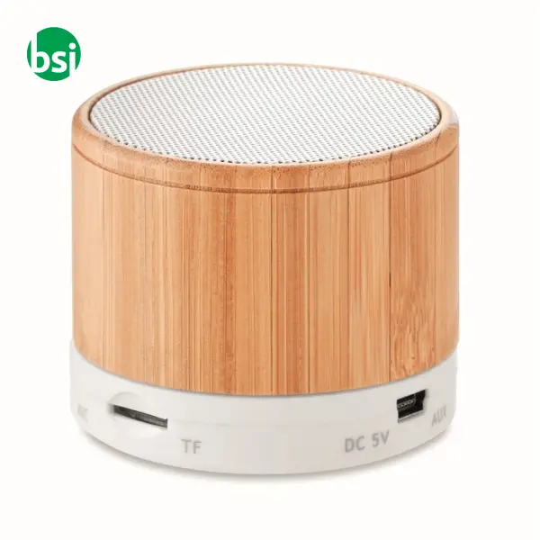 Speaker bluetooth in bamboo - 3W - ROUND BAMBOO -  12