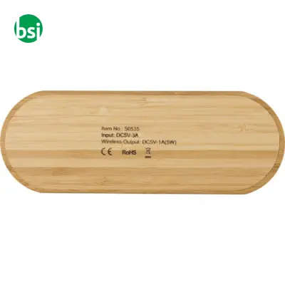 Caricatore wireless doppia posizione in bamboo Tatum - Immagine 2
