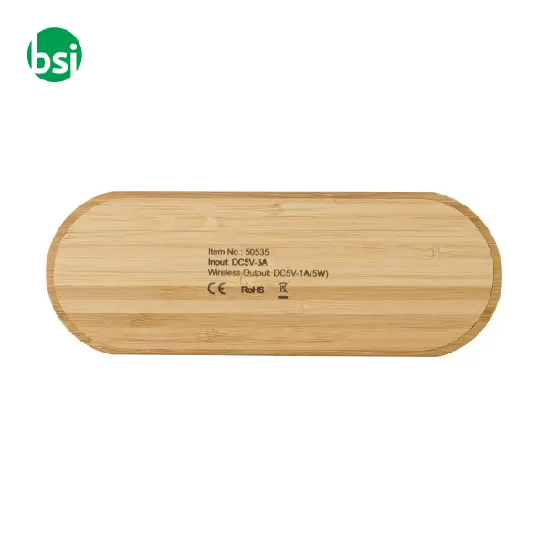 Caricatore wireless doppia posizione in bamboo Tatum -  2