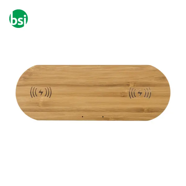 Caricatore wireless doppia posizione in bamboo Tatum -  1