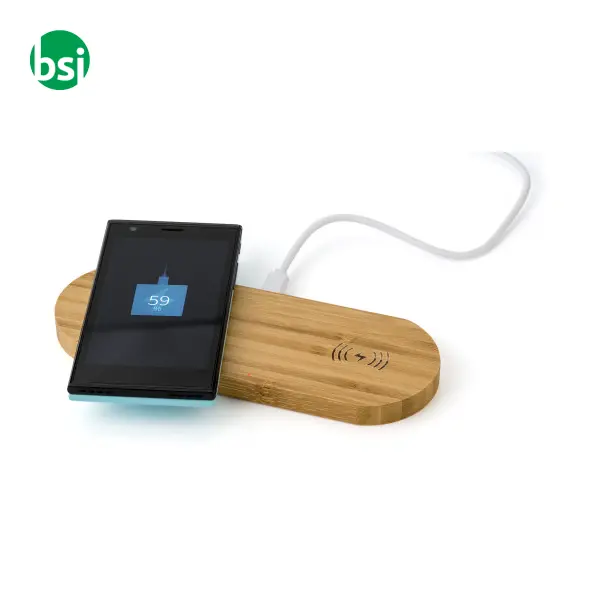 Caricatore wireless doppia posizione in bamboo Tatum -  4