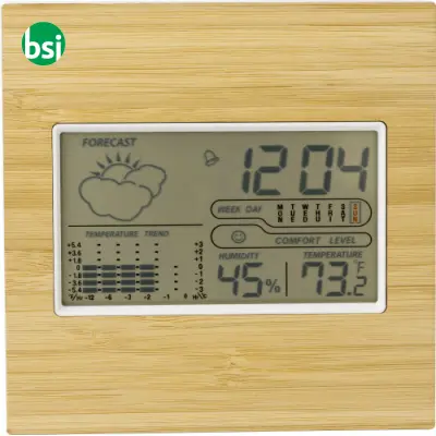Stazione meteorologica in bamboo ABS e vetro Lia - Immagine 5