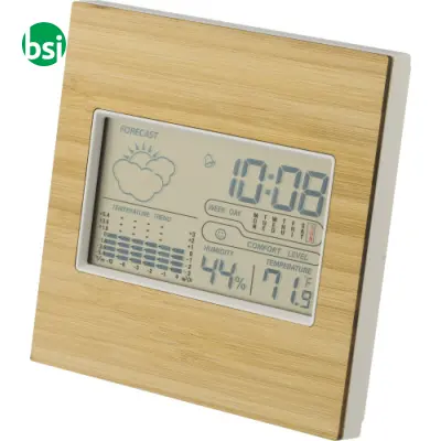Stazione meteorologica in bamboo ABS e vetro Lia - Immagine 1