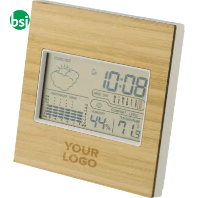 Stazione meteorologica in bamboo ABS e vetro Lia - Immagine 4