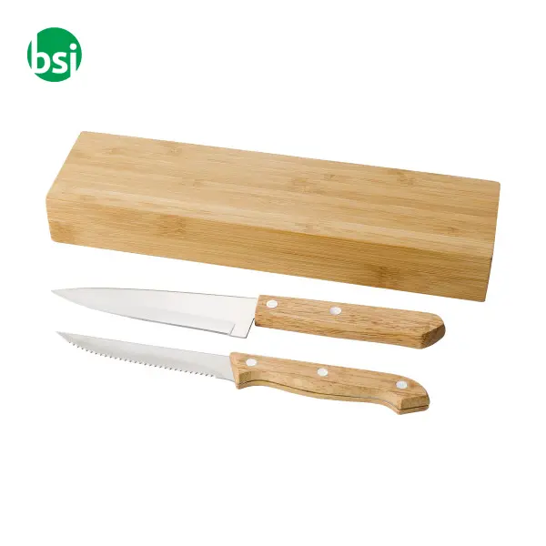 Set 2 coltelli in bamboo confezione personalizzata Tony -  1