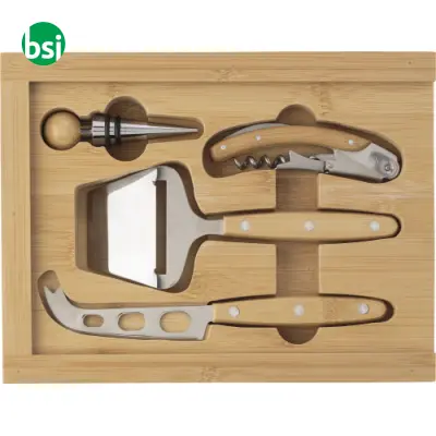 Set vino & formaggio in bamboo Patrick - Immagine 2