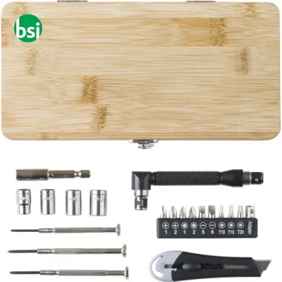 Set attrezzi 27 pezzi custodia in bamboo Elmar - Immagine 4