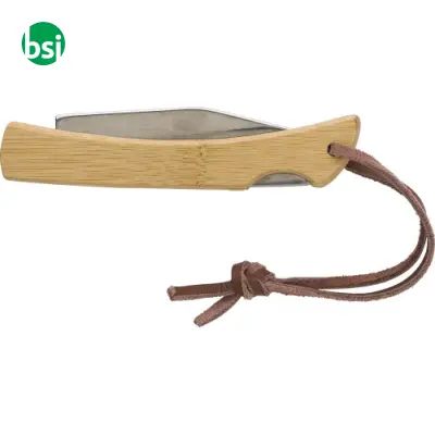 Coltello pieghevole in acciaio inox e bamboo Beckett - Immagine 4