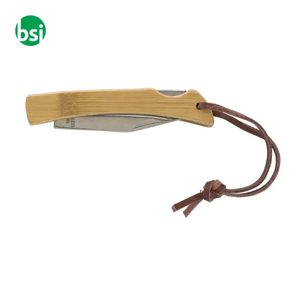 Coltello pieghevole in acciaio inox e bamboo Beckett -  5