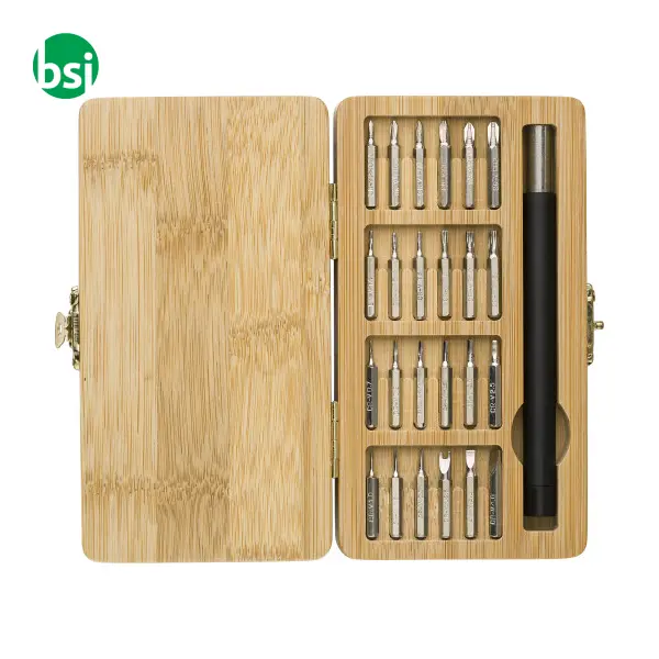 Set attrezzi 25 pezzi custodia in bamboo Willow -  2