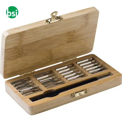 Set attrezzi 25 pezzi custodia in bamboo Willow