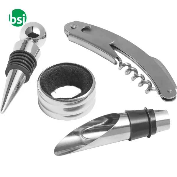 Set da vino 4 accessori in acciaio inox Jeremy -  3