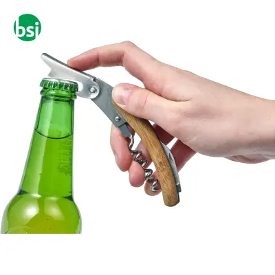 Set vino in bamboo ed acciaio inox Gareth - Immagine 4