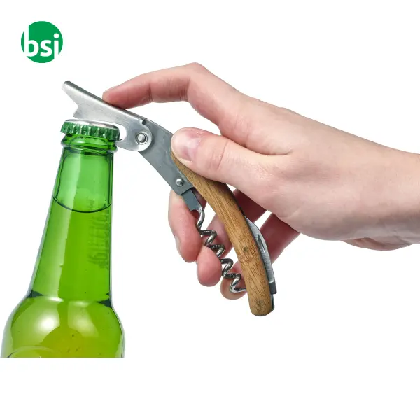 Set vino in bamboo ed acciaio inox Gareth -  4