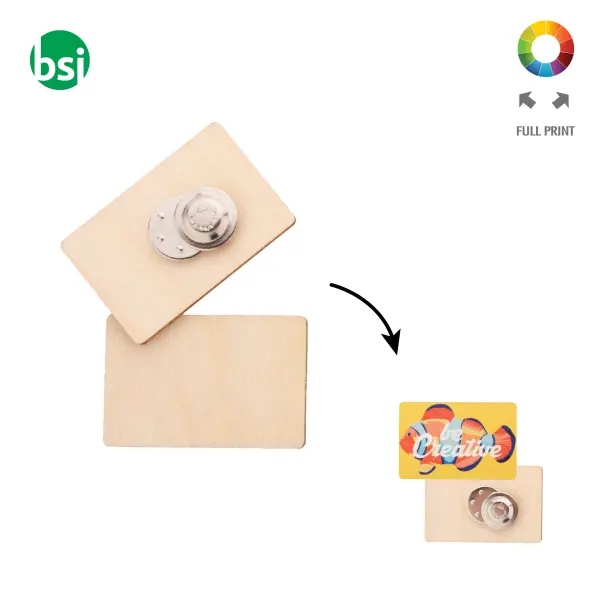 Spilla Magnetica In Legno Stampa Fullcolor WooBadge -  1