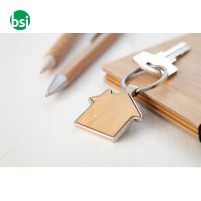 Portachiavi Metallo E Bamboo Personalizzabile Horby - Immagine 3