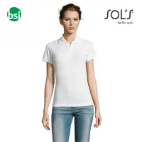 Polo bianca da donna con stampa logo PRIME Sol's