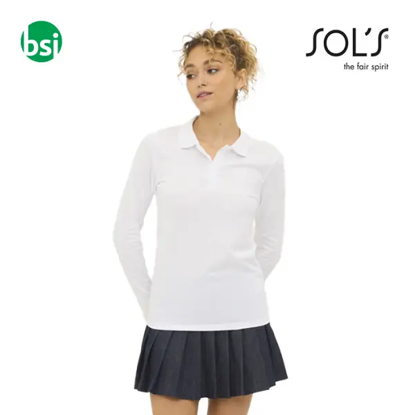 Polo bianca da donna con stampa logo PERFECT LSL Sol's -  1
