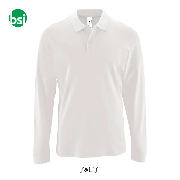 Polo bianca da uomo personalizzabile PERFECT LSL Sol's -  2
