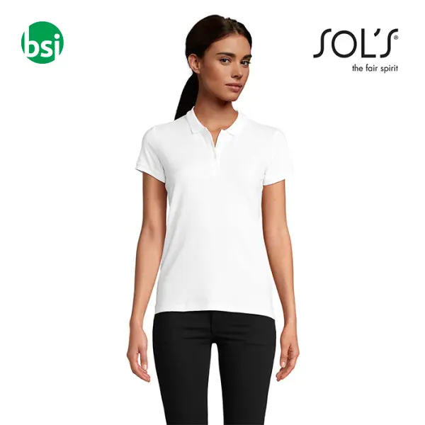 Polo bianca donna con stampa logo PLANET Sol's -  1