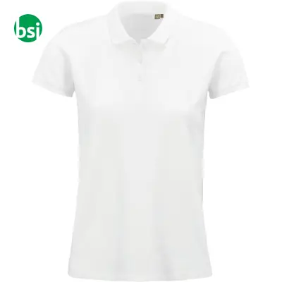 Polo bianca donna con stampa logo PLANET Sol's - Immagine 2