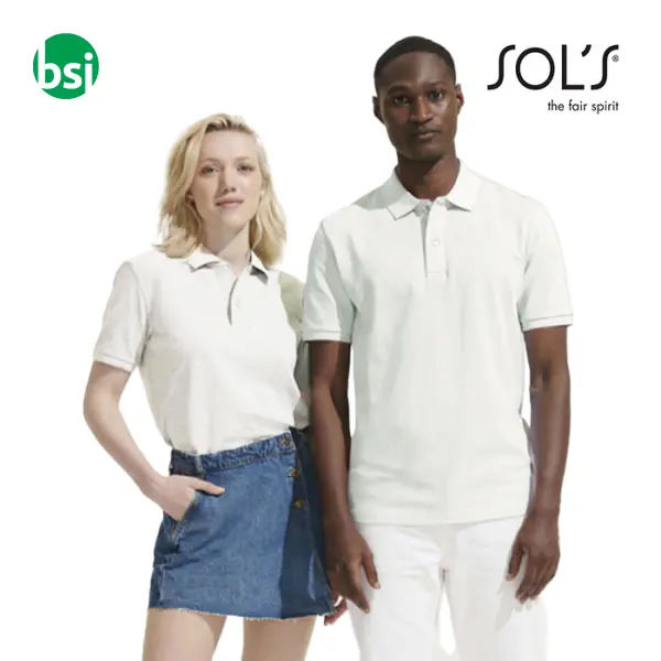 Polo bianca personalizzabile con stampa logo PEGASE -  1