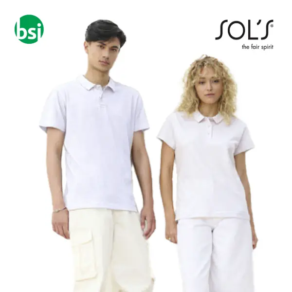 Polo bianca unisex personalizzabile PULSE Sol's -  1