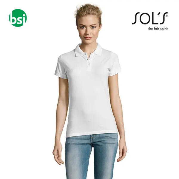 Polo bianca da donna con stampa logo PERFECT Sol's -  1