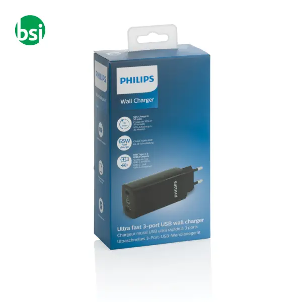 Caricatore da parete USB a 3 porte Philips 65W -  7