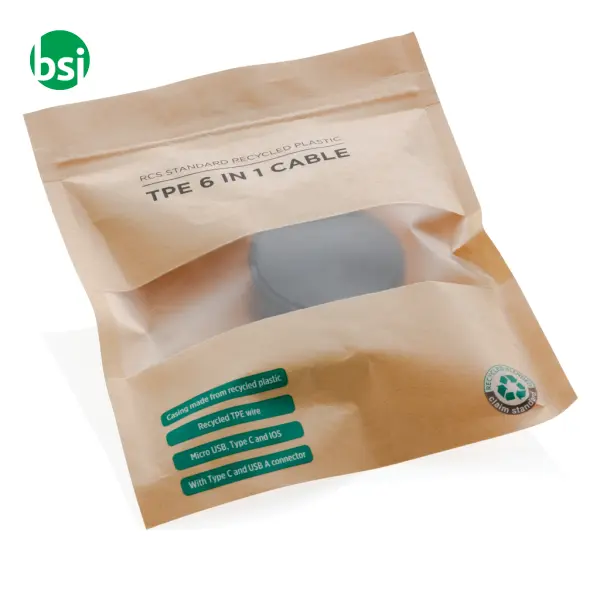 Cavo 6 in 1 RCS standard in plastica riciclata e -  3