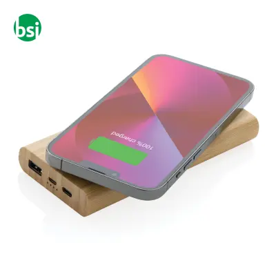 Powerbank wireless 8000 mAh 5W in bamboo - Immagine 3