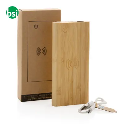 Powerbank wireless 8000 mAh 5W in bamboo - Immagine 7