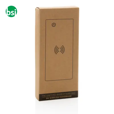 Powerbank wireless 8000 mAh 5W in bamboo - Immagine 8