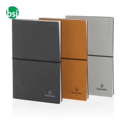 Taccuino A5 personalizzato in pelle riciclata a righe