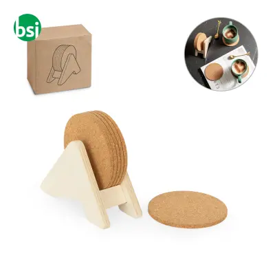 Supporto con 6 sottobicchieri - PLYCORK