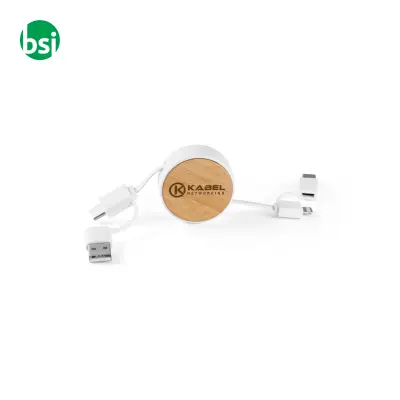 Cavo USB retrattile 6 in 1 in ABS riciclato - RUBINS - Immagine 4