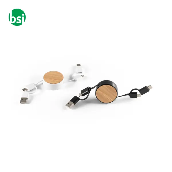 Cavo USB retrattile 6 in 1 in ABS riciclato - RUBINS -  5